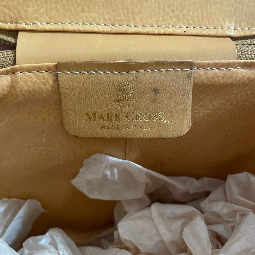 Mark Cross Vintage Box Mini Bucket Crossbody Bag Black Tan Canvas Leather gold - Picture 15 of 16
